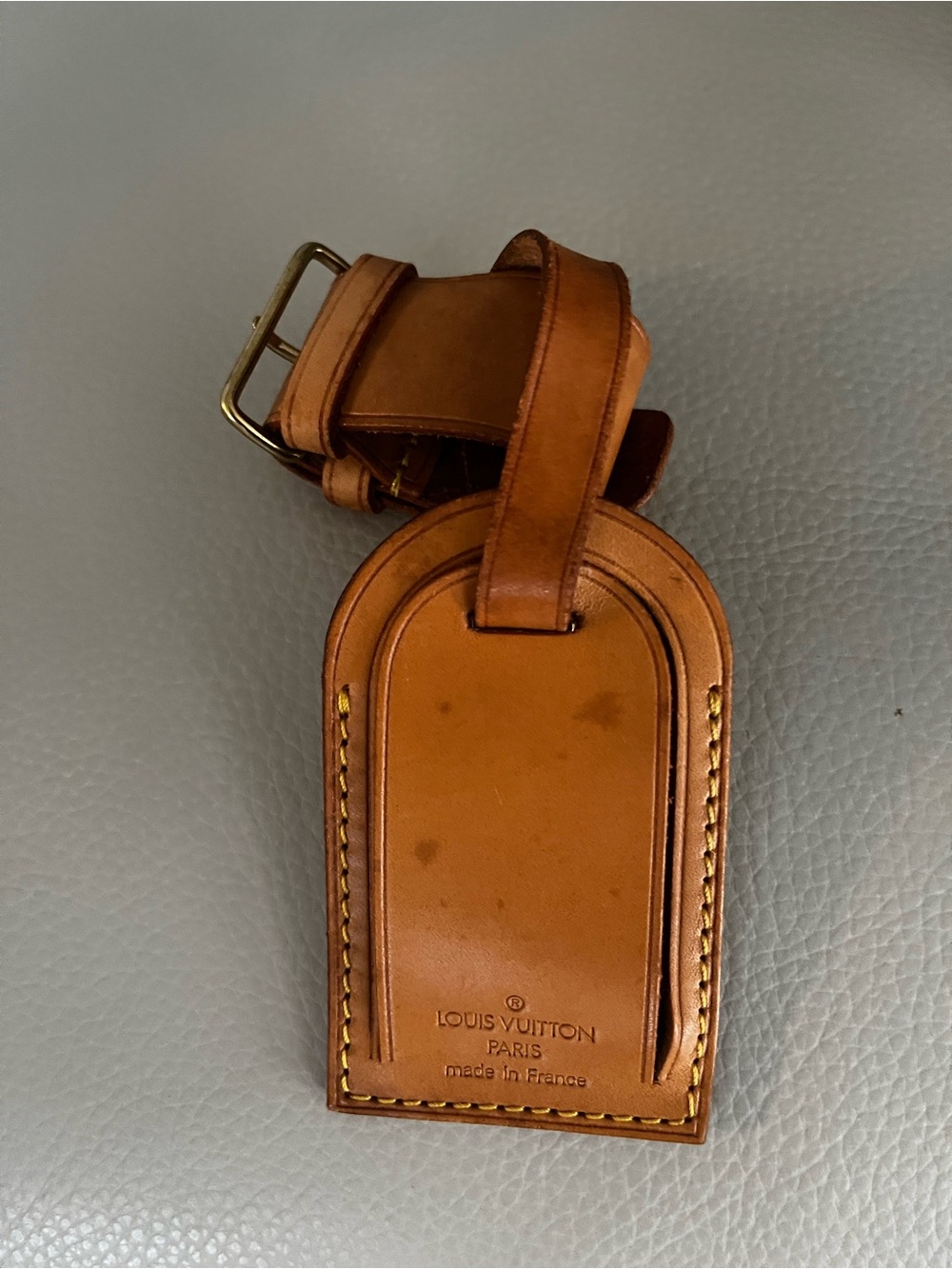 Louis Vuitton Tan Leather Luggage Tag with Strap
